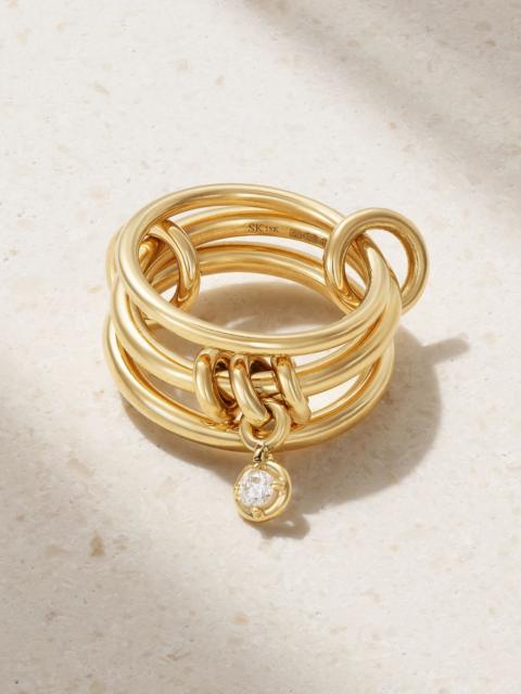 Spinelli Kilcollin Piera set of three 18-karat gold diamond rings Gold