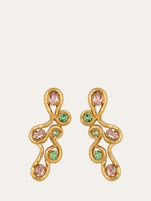 Oscar de la Renta Round Crystal Scrambled Earrings