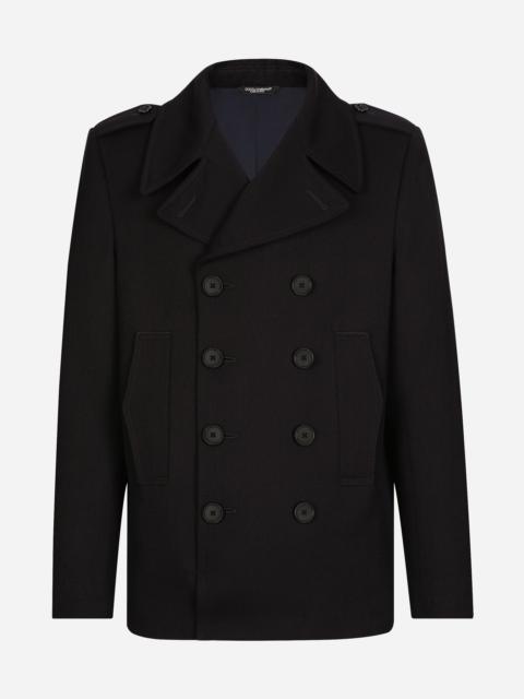 Double-breasted wool pea coat with tag