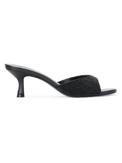 STAUD Women's Brigitte 55MM Beaded Kitten-Heel Sandals - Black