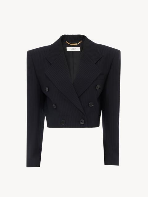 Chloé DOUBLE-BREASTED CROPPED SPENCER JACKET IN STRIPED WOOL