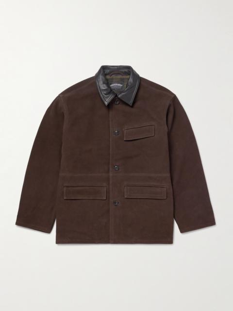 FrizmWORKS Leather-Trimmed Suede Jacket