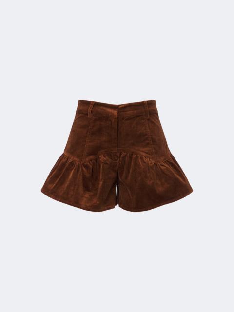 GANNI Ruffled cotton-blend corduroy shorts