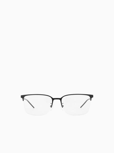 EMPORIO ARMANI MEN’S IRREGULAR-SHAPED EYEWEAR FRAME