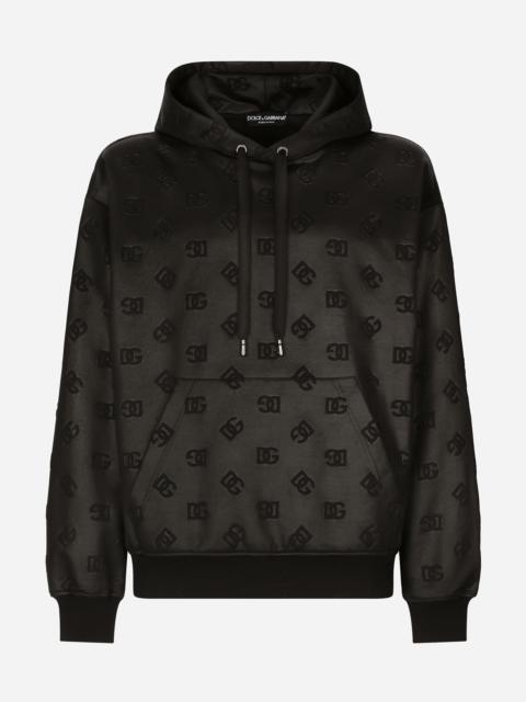Dolce & Gabbana Zip-up hoodie with all-over DG print