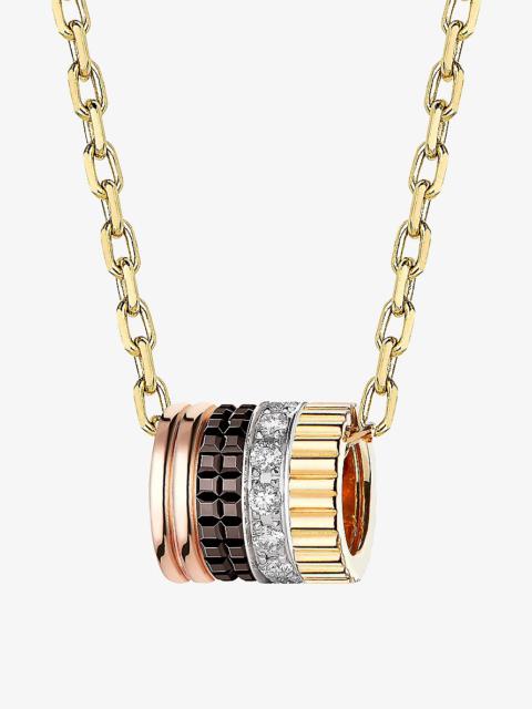 Boucheron Quatre Classique PVD-coated 18ct yellow, white and pink-gold and 0.17ct brilliant-cut diamond pendan