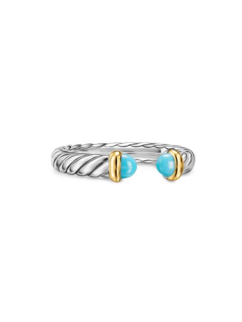 DAVID YURMAN Women's Petite Cable Open Ring in Sterling Silver - Reconstituted Turquoise