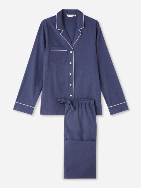 Derek Rose Women's Pajamas Balmoral 3 Brushed Cotton Navy