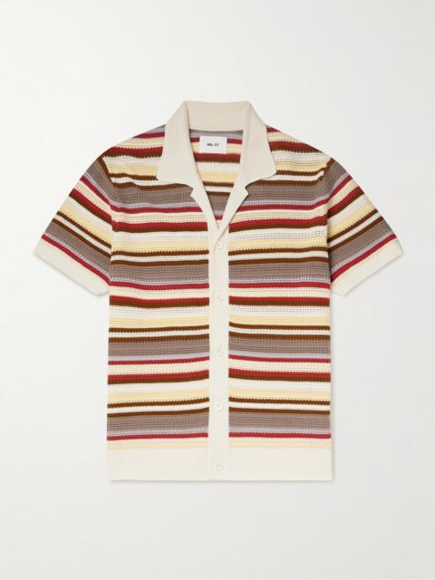 NN07 Lars 60019 Camp-Collar Striped Organic Cotton Shirt