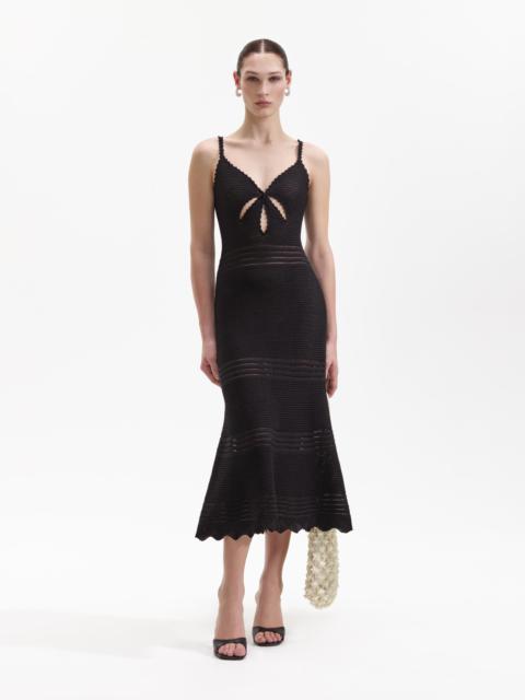 Black Crochet Cut Out Midi Dress
