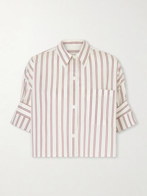 TWP Next Ex Cropped Striped Cotton And Silk-blend Shirt