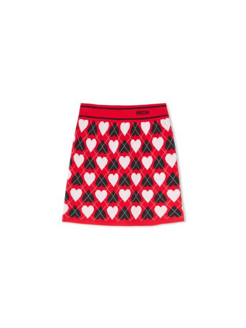 MSGM Viscose skirt with "Active Hearts" motif