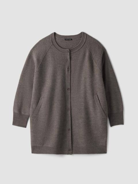 EILEEN FISHER Fine Felted Wool Long Cardigan in Regenerative Wool
