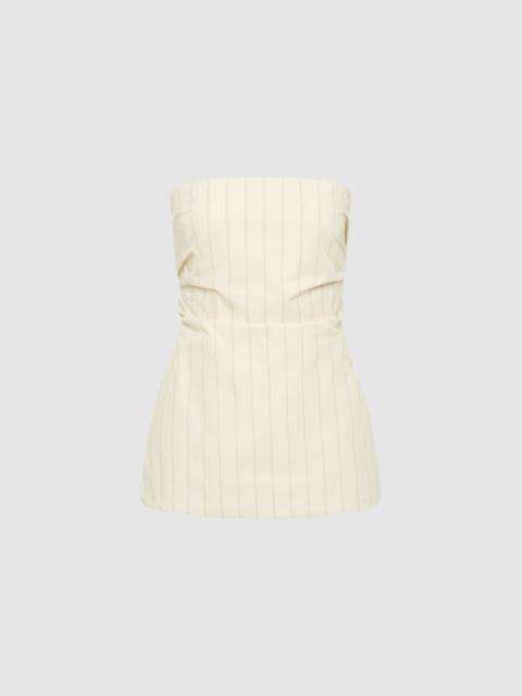 ST. AGNI Strapless Tie Back Top - Ecru Stripe
