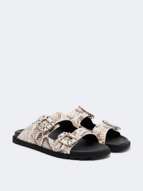 Roger Vivier Slidy Viv' snake-print leather sandals