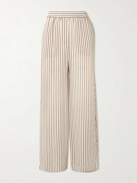 Striped woven wide-leg pants