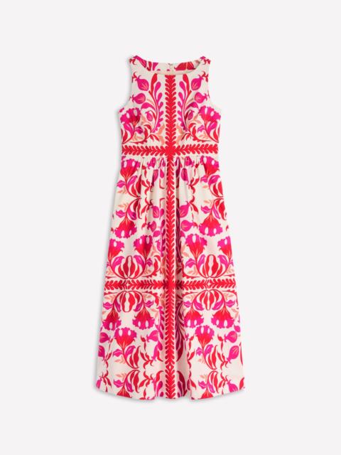 BODEN Lauren Cotton Midi Dress-Poppy Red, Elaborate Flora