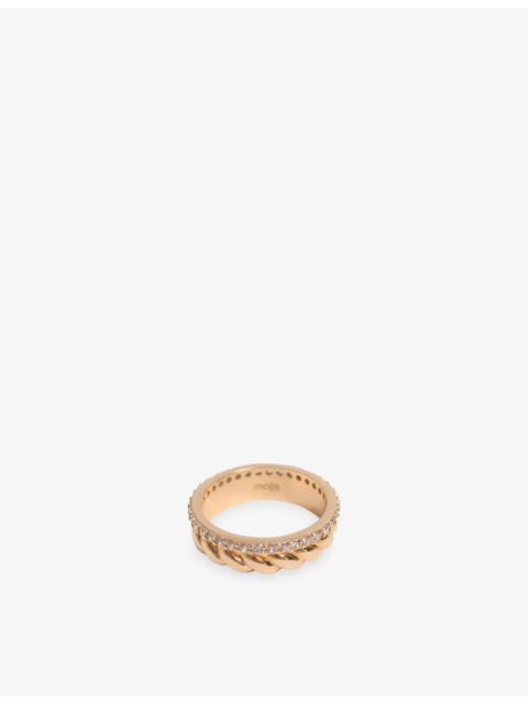 maje Twisted Gold Rhinestone Brass Ring