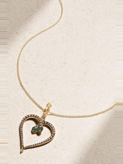 Miracle Love 18-karat gold, diamond and emerald necklace