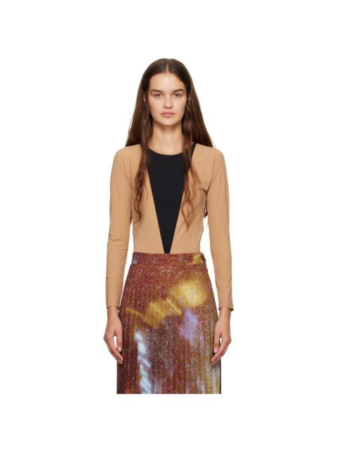 MM6 Maison Margiela Beige & Black Paneled Long Sleeve T-Shirt