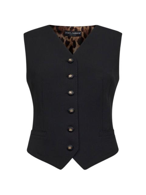 Dolce & Gabbana leopard-print V-neck waistcoat