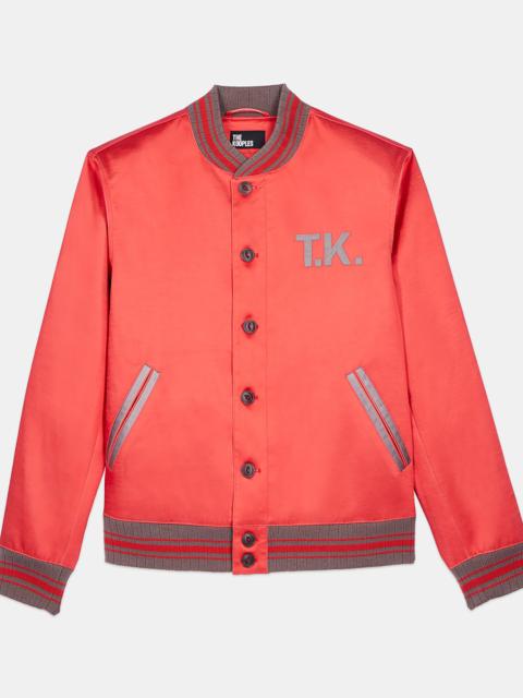 The Kooples RED SATIN JACKET WITH PATCHES
