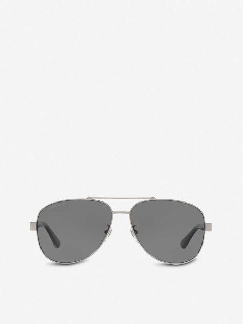 GG0528S 63 metal and acetate aviator sunglasses