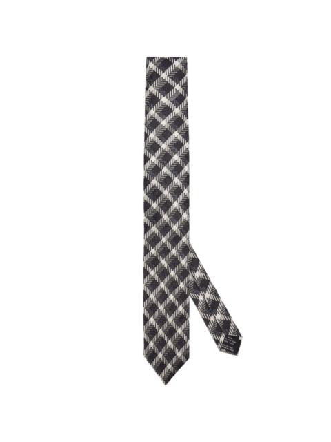 plaid-check silk tie