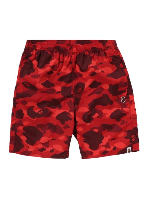 A BATHING APE® BAPE Color Camo Ape Head One Point Beach Shorts 'Red'