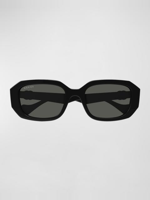 GUCCI Geometric Plastic Rectangle Sunglasses
