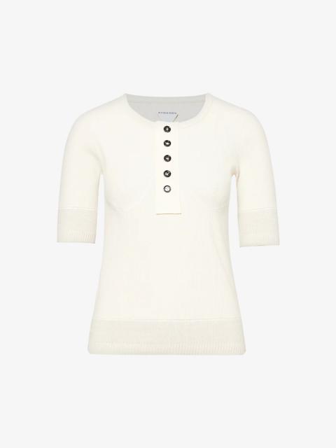 Bottega Veneta Henley-button cropped-sleeve stretch-cotton jersey T-shirt
