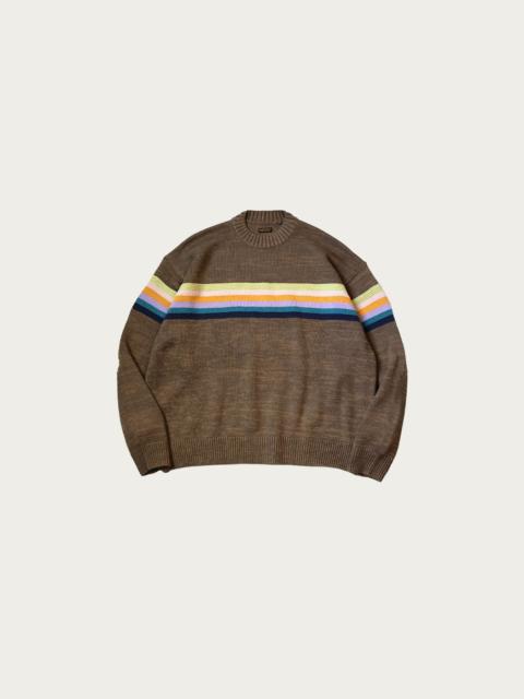 Kapital 5G Cotton Knit 1-TONE PECKISH RAIBOW Crew Sweater - Brown