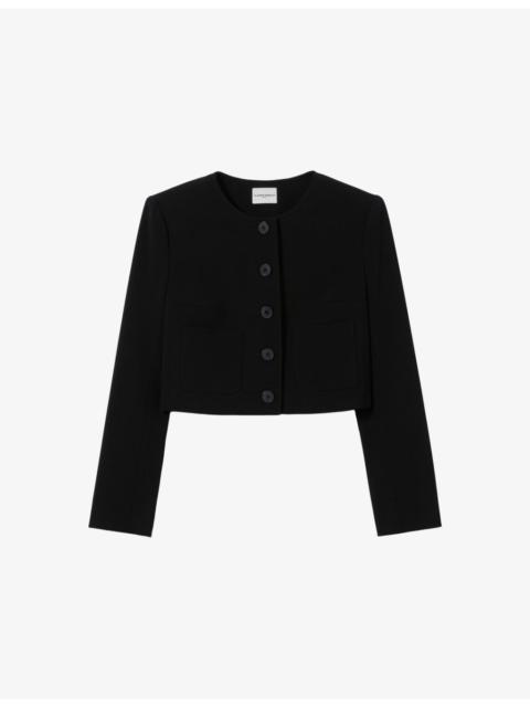 Claudie Pierlot Short Round-Neck Woven Jacket