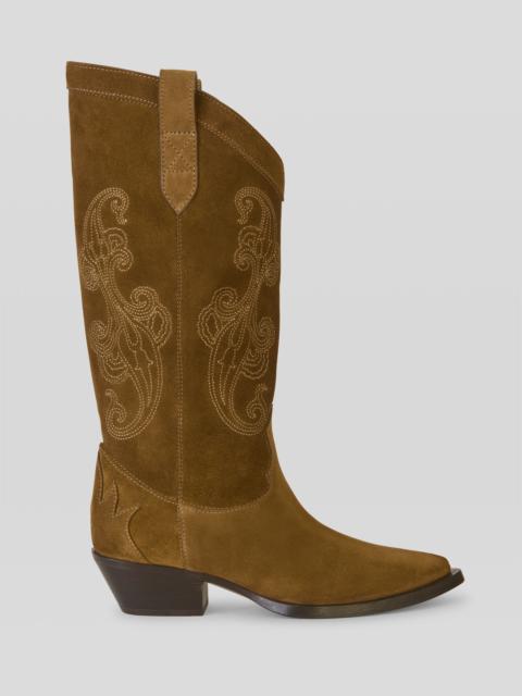 Etro SUEDE BOOTS WITH PAISLEY EMBROIDERY