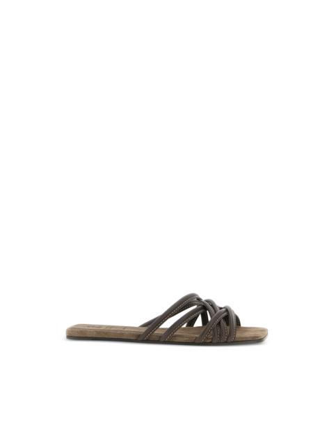 Brunello Cucinelli contrast-stitching leather sandals