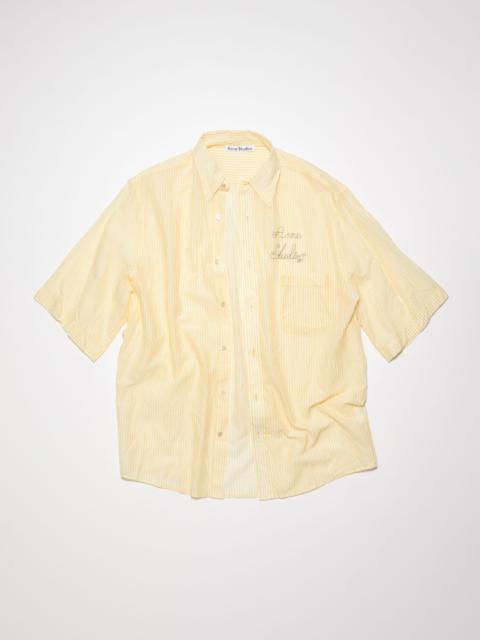 Short sleeve button-up shirt - Yellow/white
