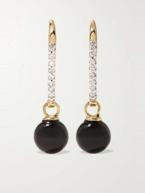 MATEO 14-karat gold, onyx and diamond earrings