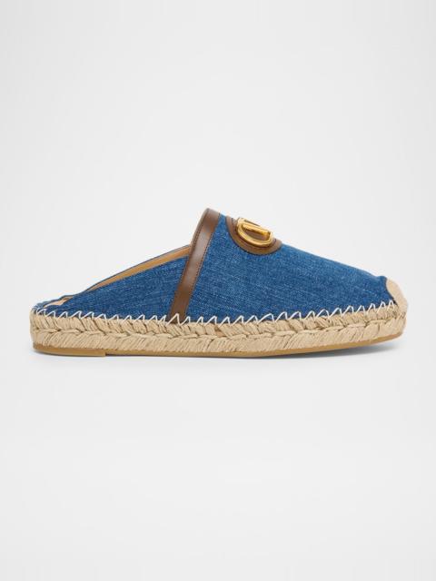 Valentino VLogo Denim Espadrille Mules