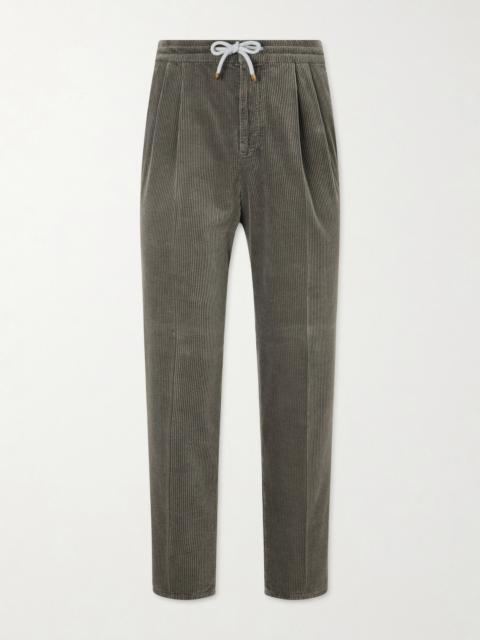 Brunello Cucinelli Straight-Leg Cotton-Corduroy Drawstring Trousers