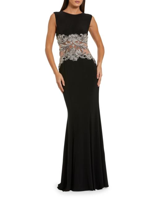 MAC DUGGAL Women's Beaded-Waist SleevelessJersey Gown - Black