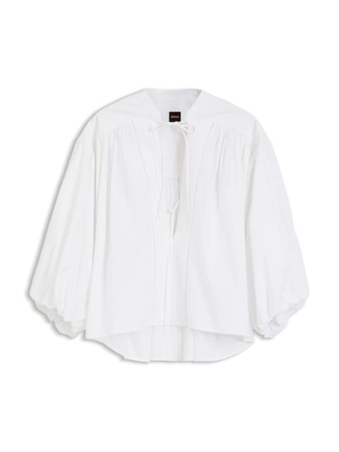 BOSS RELAXED-FIT COTTON-POPLIN BLOUSE WITH BALLOON SLEEVES