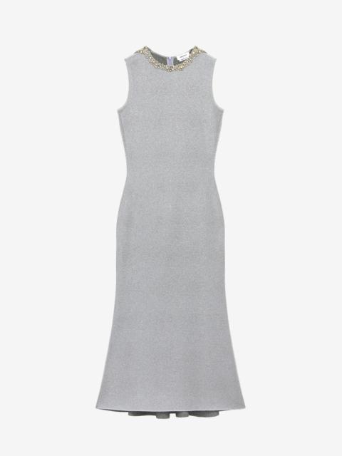 Chain Mail Embroidery Midi Dress