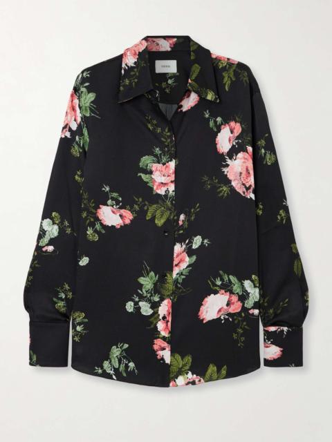 Floral-print seersucker shirt