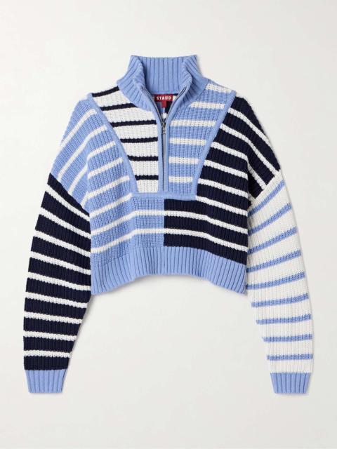Hampton cropped striped cotton-blend sweater