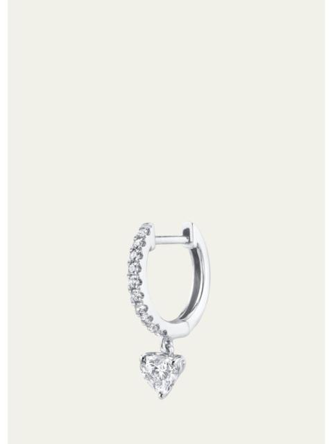 ANITA KO 18K White Gold Pave Huggie Earring with Heart Diamond Drop, Single