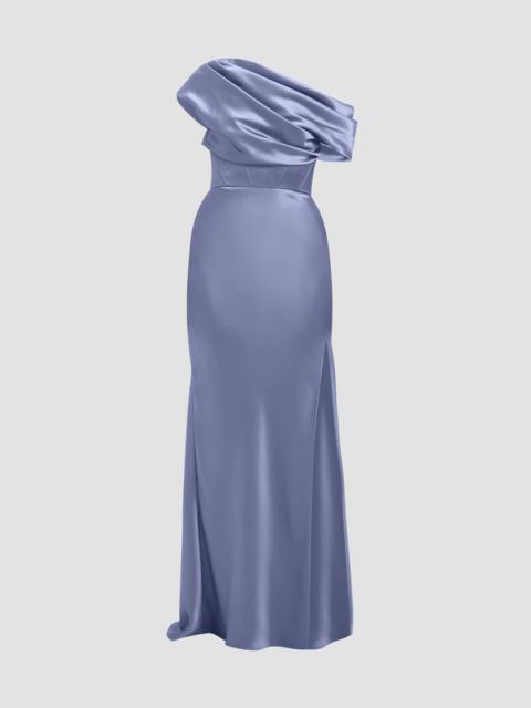 AMSALE Women's Satin One-Shoulder Gown - Slate