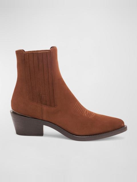 PARTLOW Loulou Suede Western Chelsea Booties