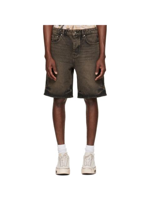 REPRESENT Brown Overdyed Denim Shorts