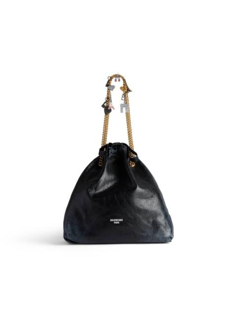 Women's Crush Medium Tote Bag Dirty Effect With Souvenirs  in Black