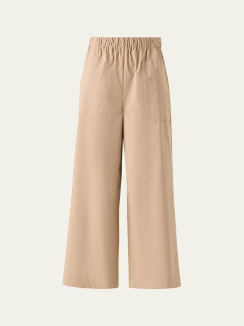AKRIS Frey Tech Poplin Wide-Leg Pull-On Pants